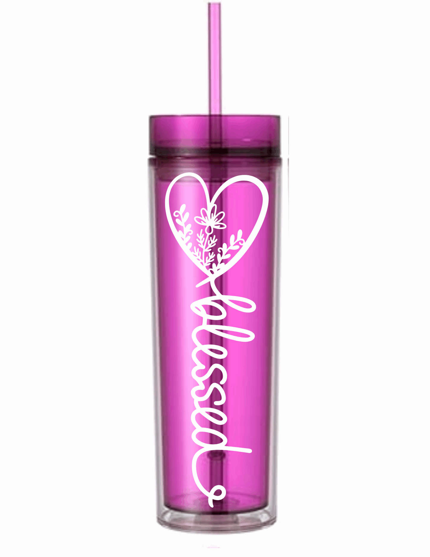 Motivational Saying Acrylic Skinny Tumbler - 16 Oz.