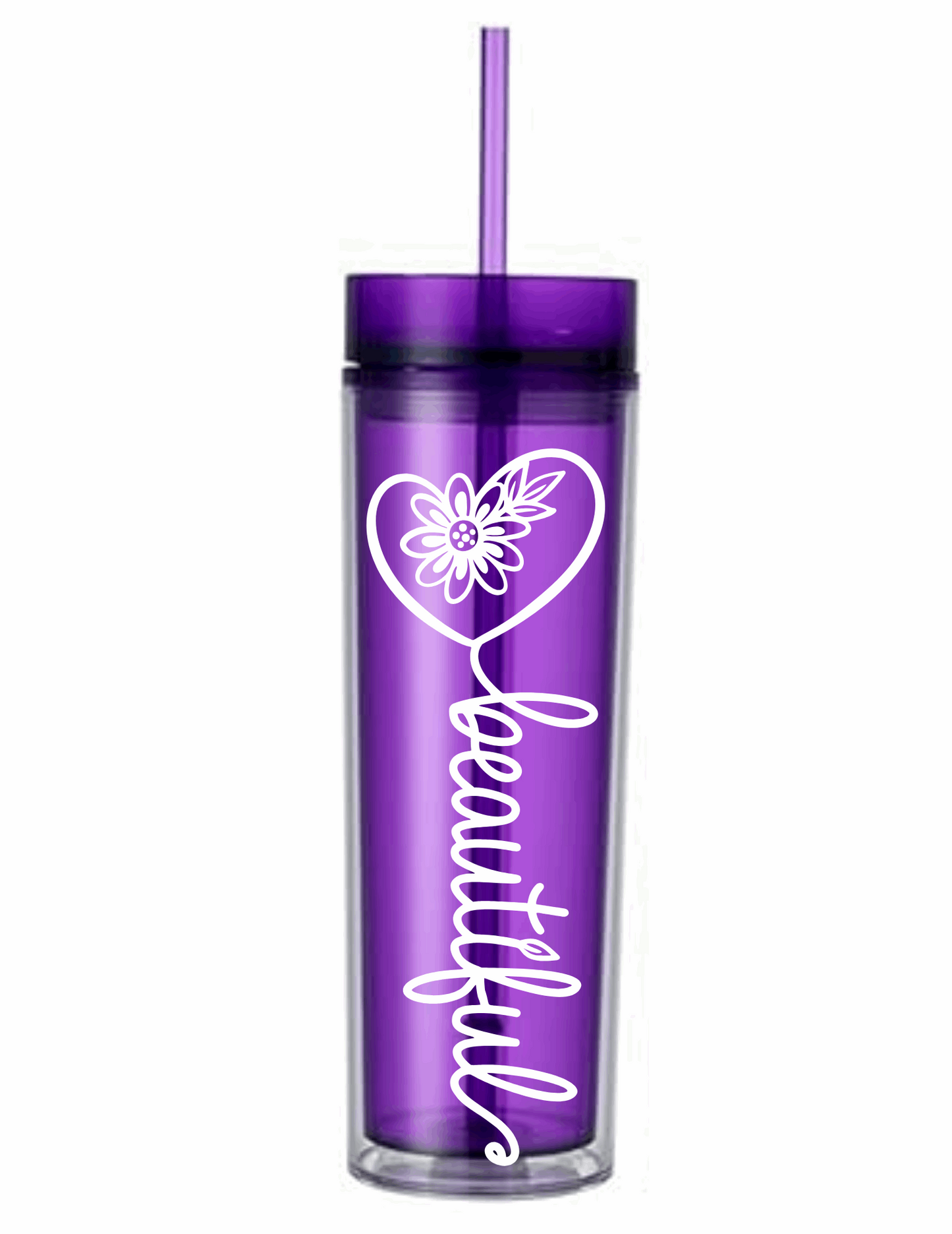 Motivational Saying Acrylic Skinny Tumbler - 16 Oz.