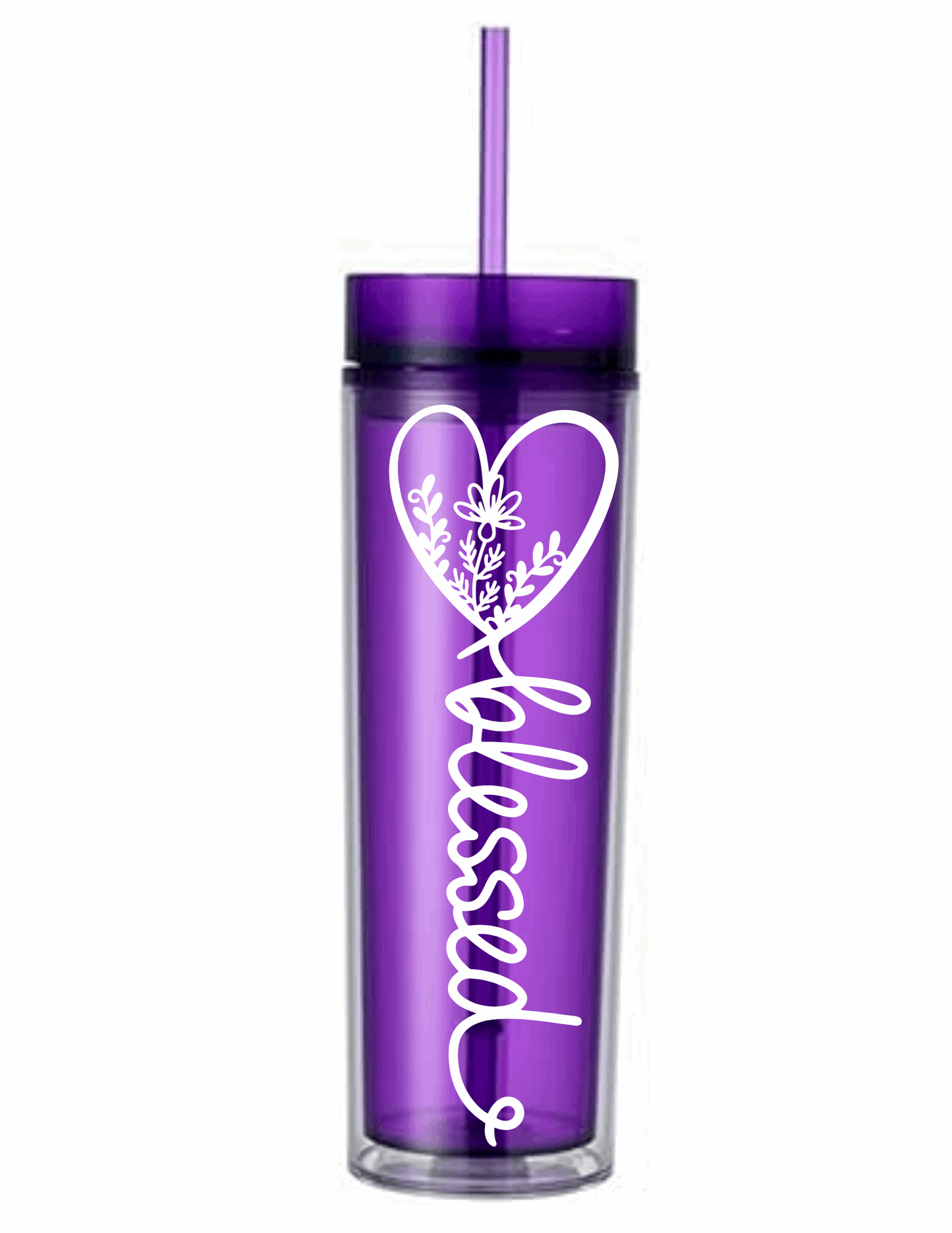 Motivational Saying Acrylic Skinny Tumbler - 16 Oz.