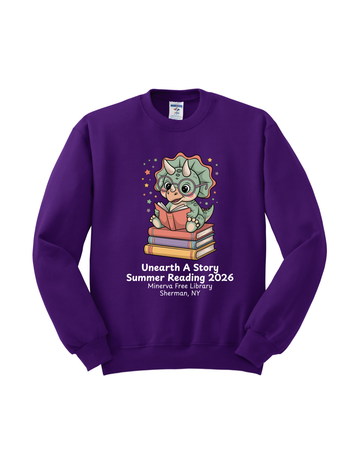 Minerva Free Library Fundraiser Cotton Crew Sweatshirt - Purple