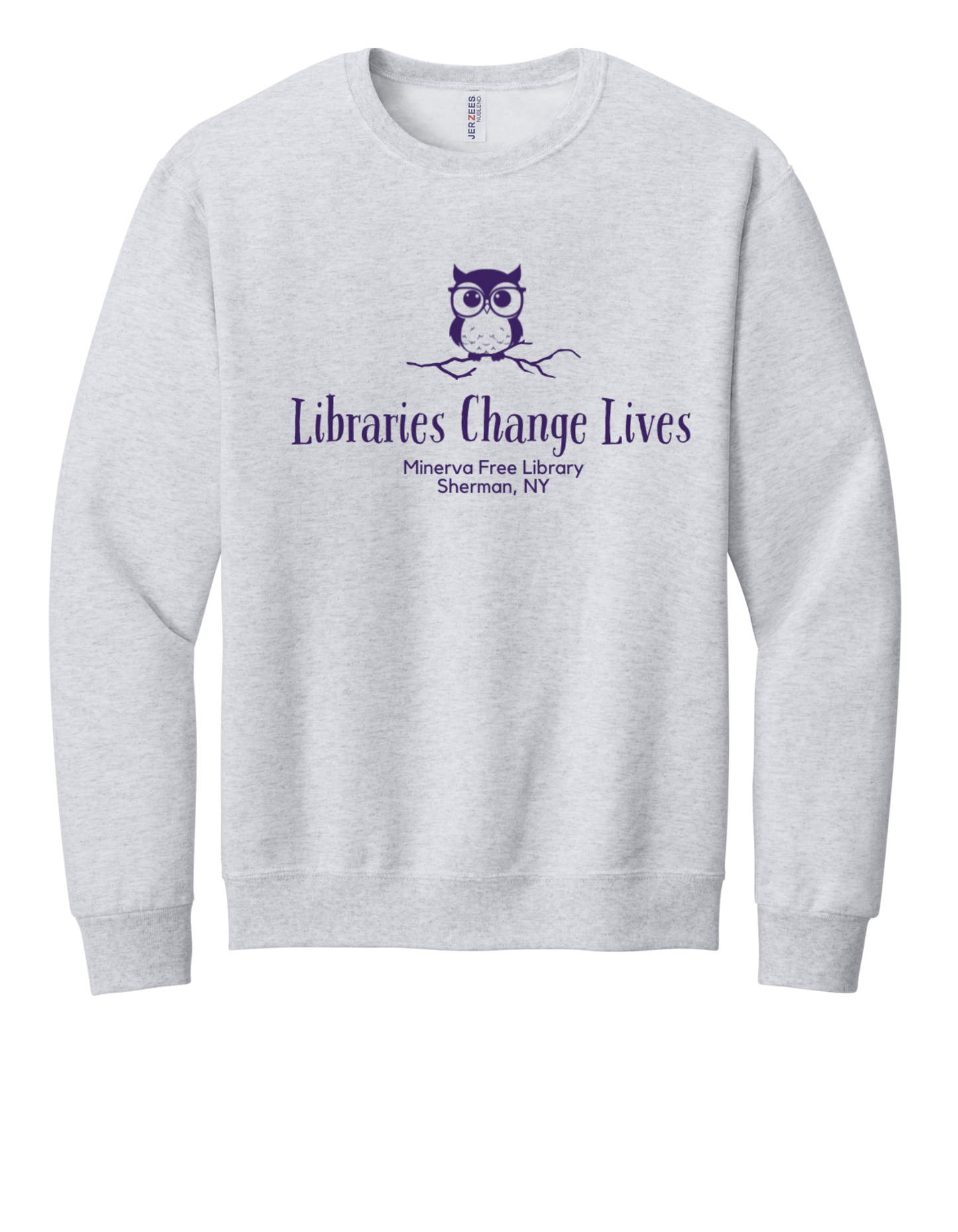 Minerva Free Library Fundraiser Cotton Crew Sweatshirt - Gray
