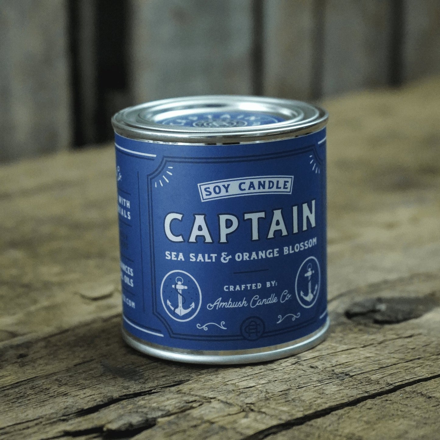 Captain | Sea Salt + Orange Blossom 8oz Soy Candle - Sweet Pea Designs - Gift Shop