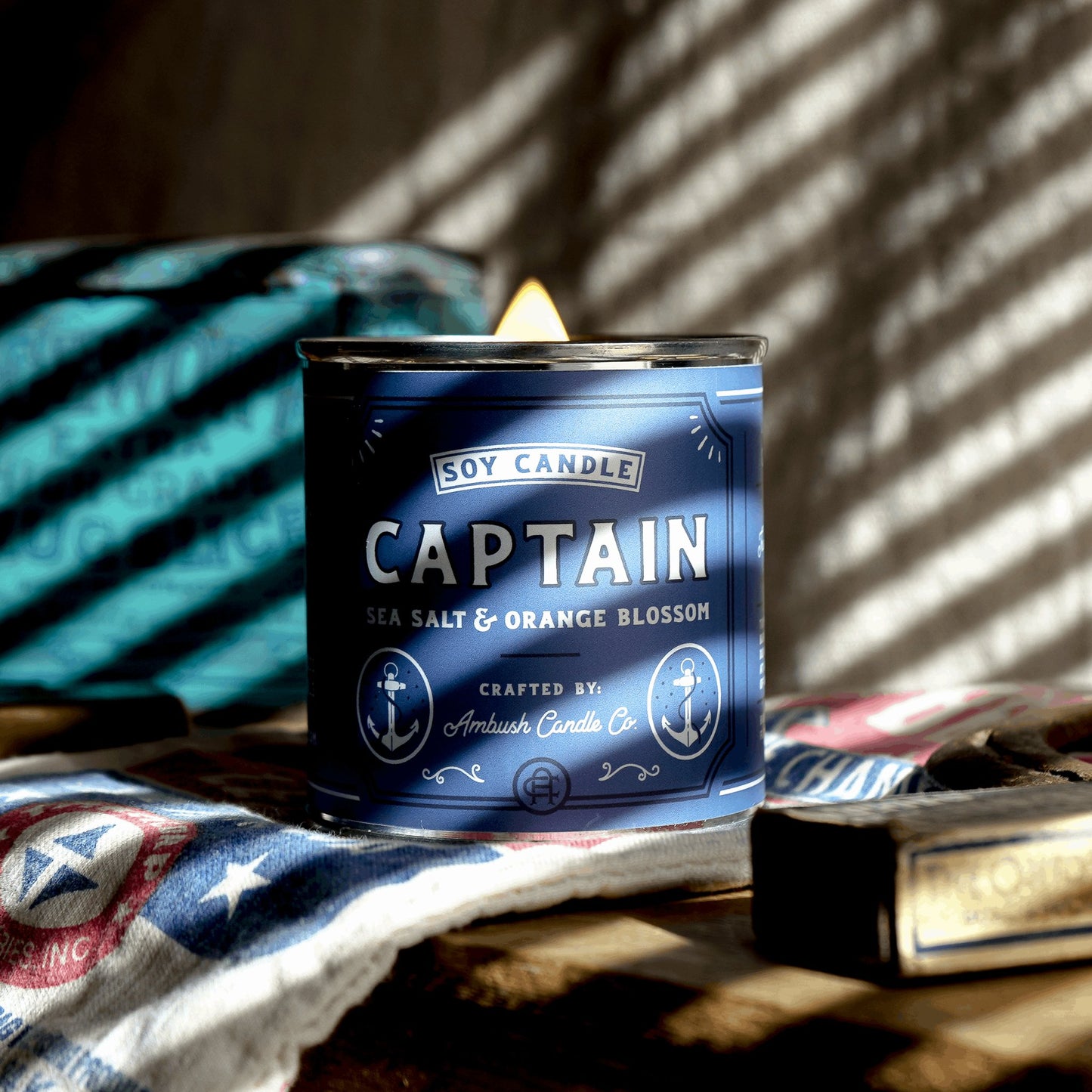 Captain | Sea Salt + Orange Blossom 8oz Soy Candle - Sweet Pea Designs - Gift Shop