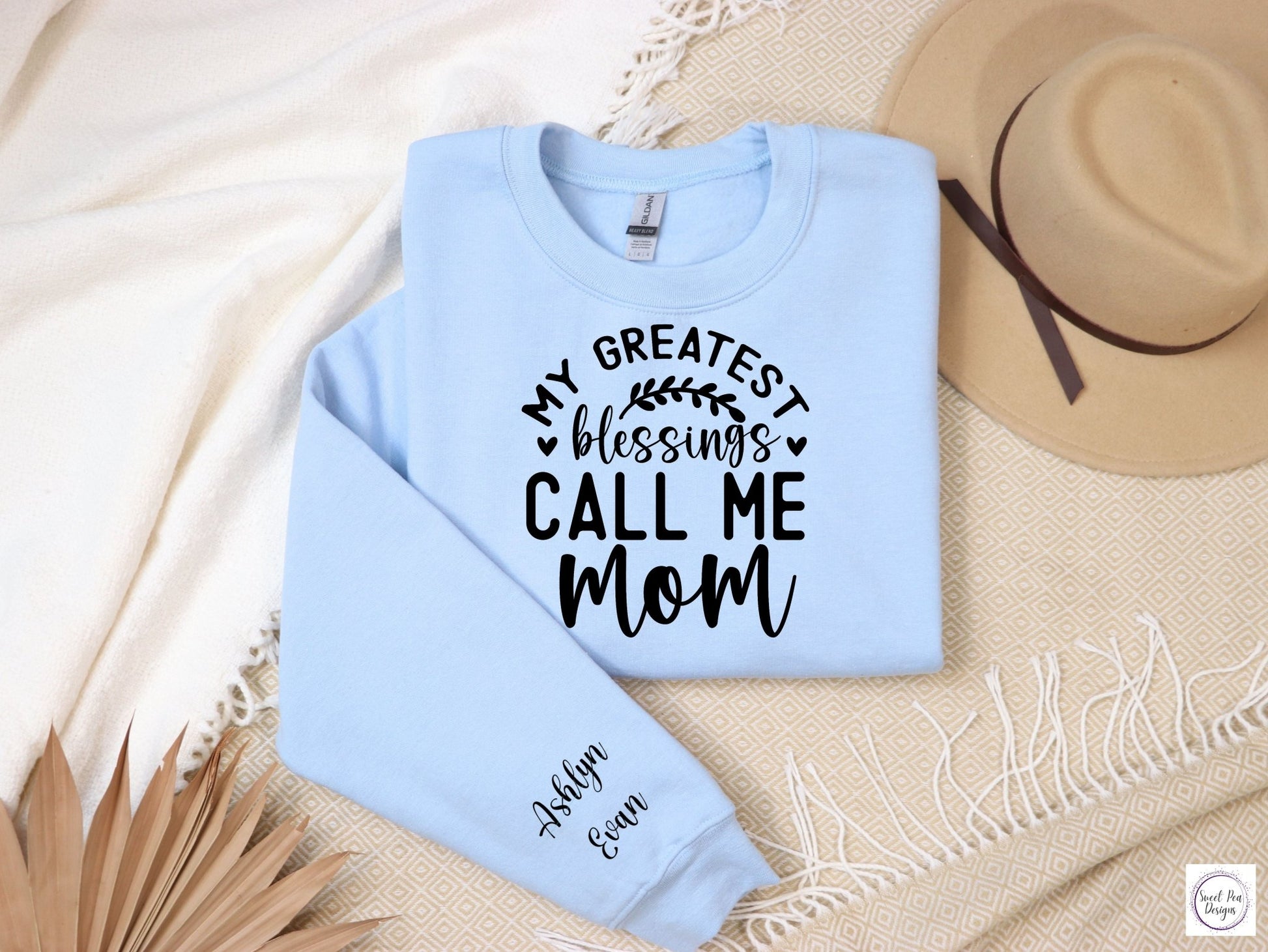 Cotton Crew Sweatshirt - My Greatest Blessings Call Me Mom - Sweet Pea Designs - Gift Shop