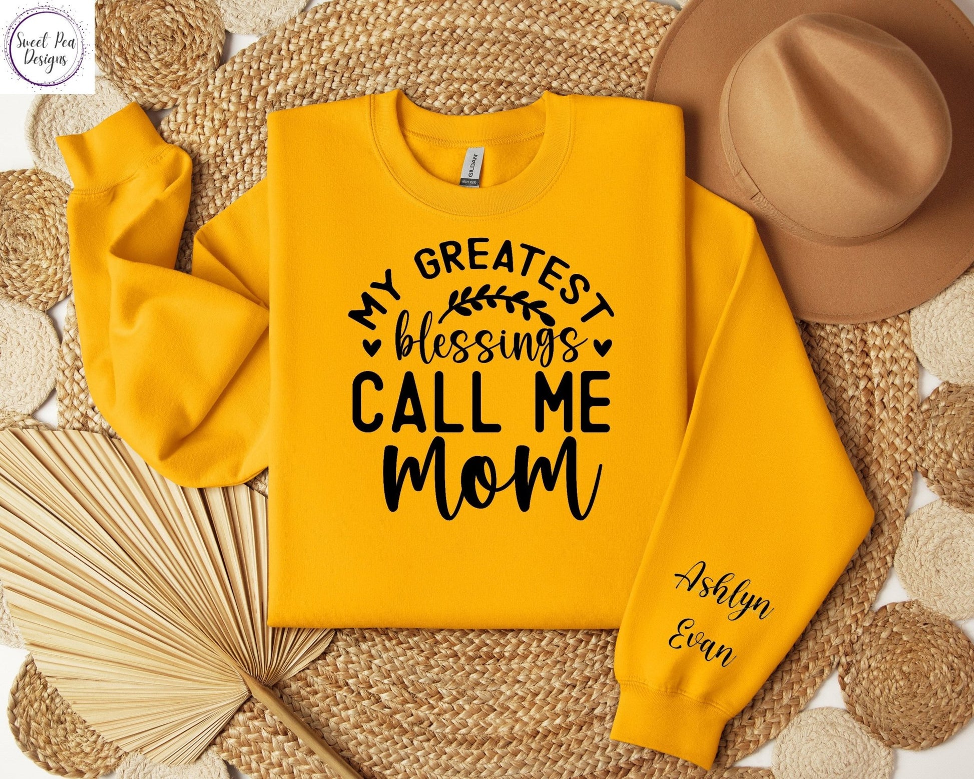 Cotton Crew Sweatshirt - My Greatest Blessings Call Me Mom - Sweet Pea Designs - Gift Shop