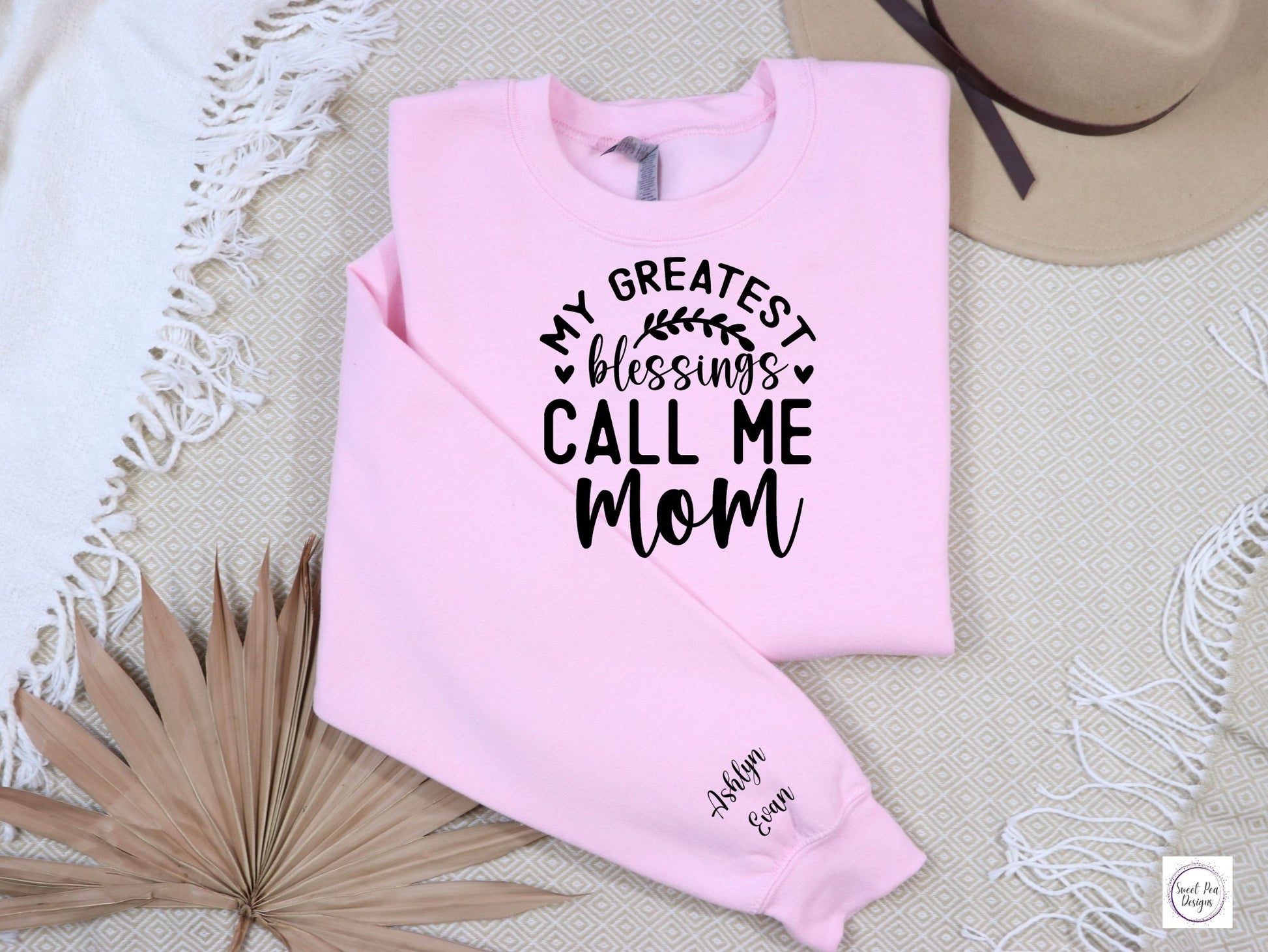 Cotton Crew Sweatshirt - My Greatest Blessings Call Me Mom - Sweet Pea Designs - Gift Shop