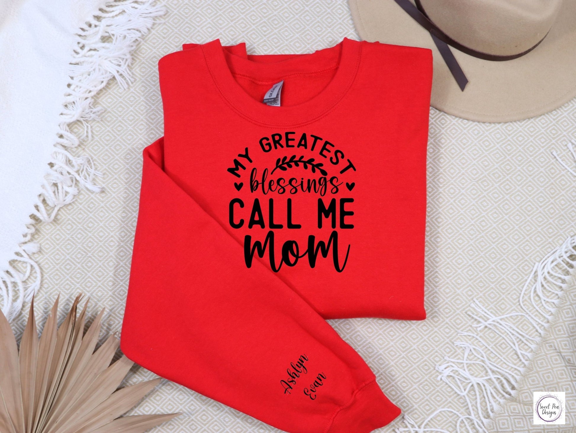 Cotton Crew Sweatshirt - My Greatest Blessings Call Me Mom - Sweet Pea Designs - Gift Shop
