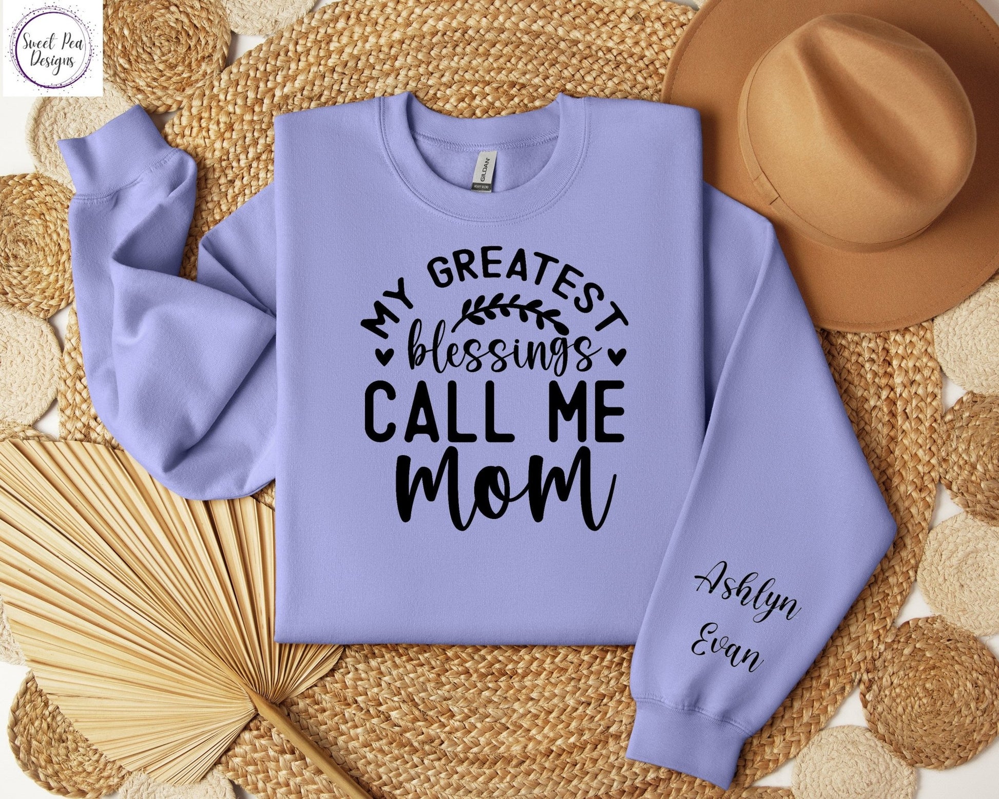 Cotton Crew Sweatshirt - My Greatest Blessings Call Me Mom - Sweet Pea Designs - Gift Shop