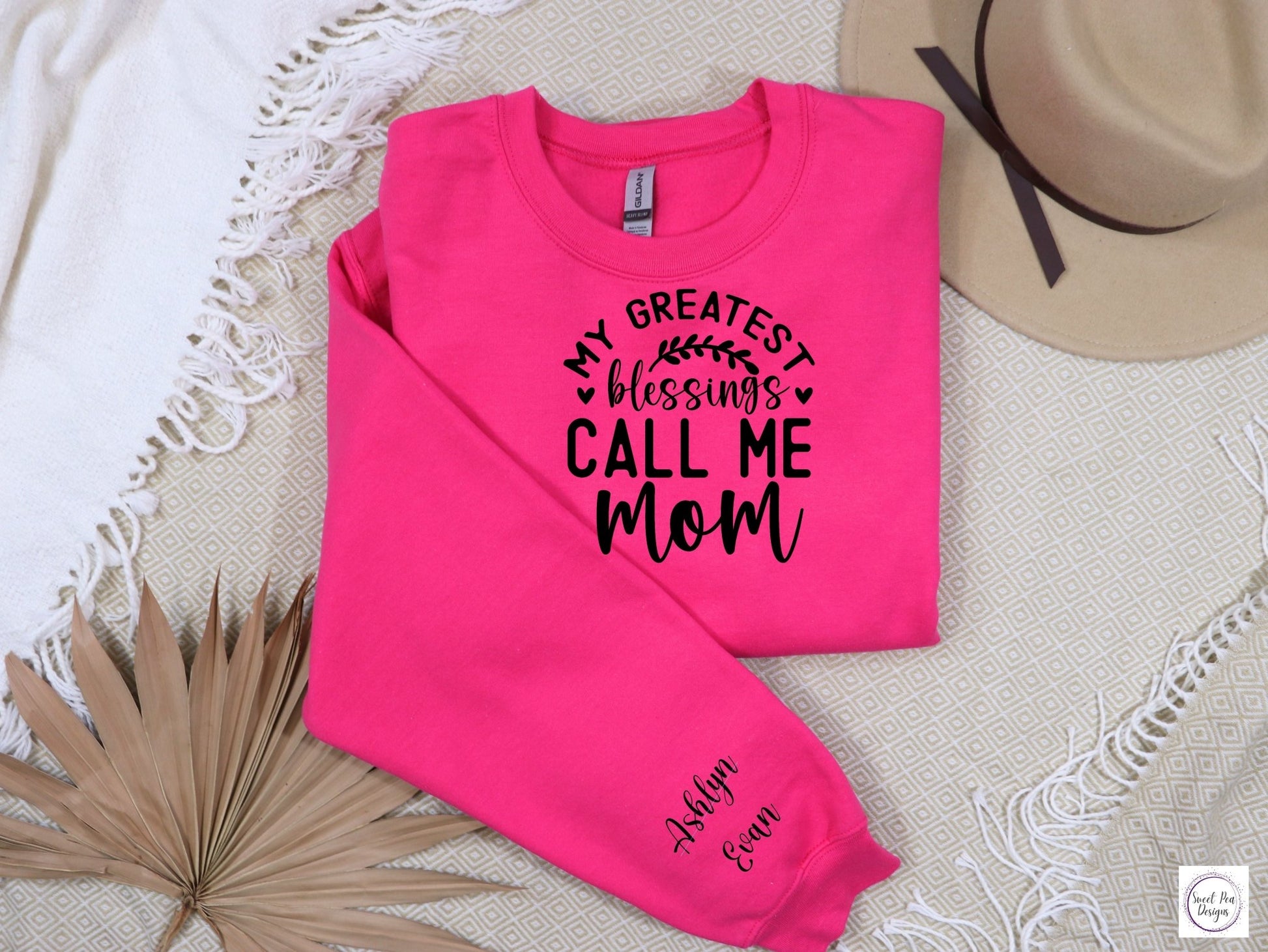 Cotton Crew Sweatshirt - My Greatest Blessings Call Me Mom - Sweet Pea Designs - Gift Shop