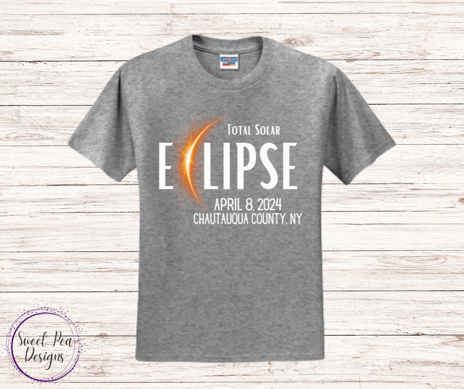 Cotton Short Sleeve Shirt - Total Solar Eclipse, Chautauqua County NY - Sweet Pea Designs - Gift Shop