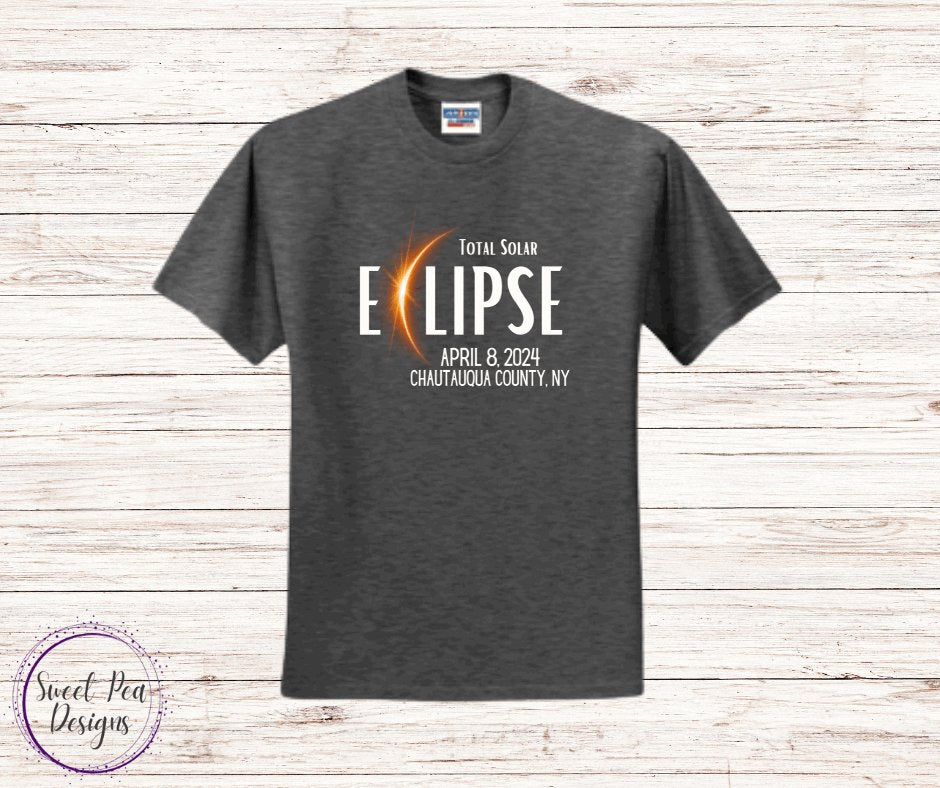 Cotton Short Sleeve Shirt - Total Solar Eclipse, Chautauqua County NY - Sweet Pea Designs - Gift Shop
