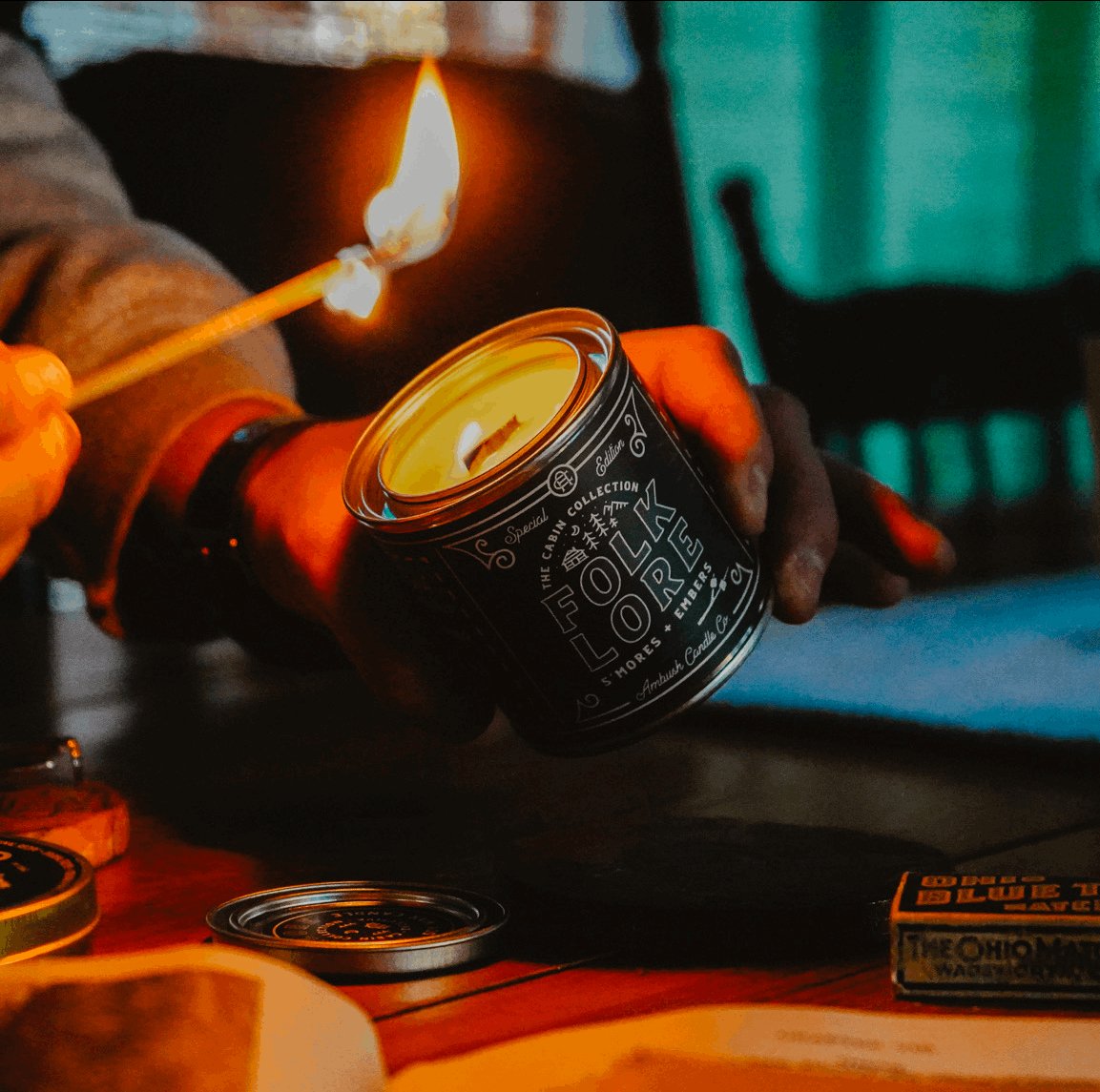 Folklore | S'mores + Embers 8oz Soy Candle - Sweet Pea Designs - Gift Shop