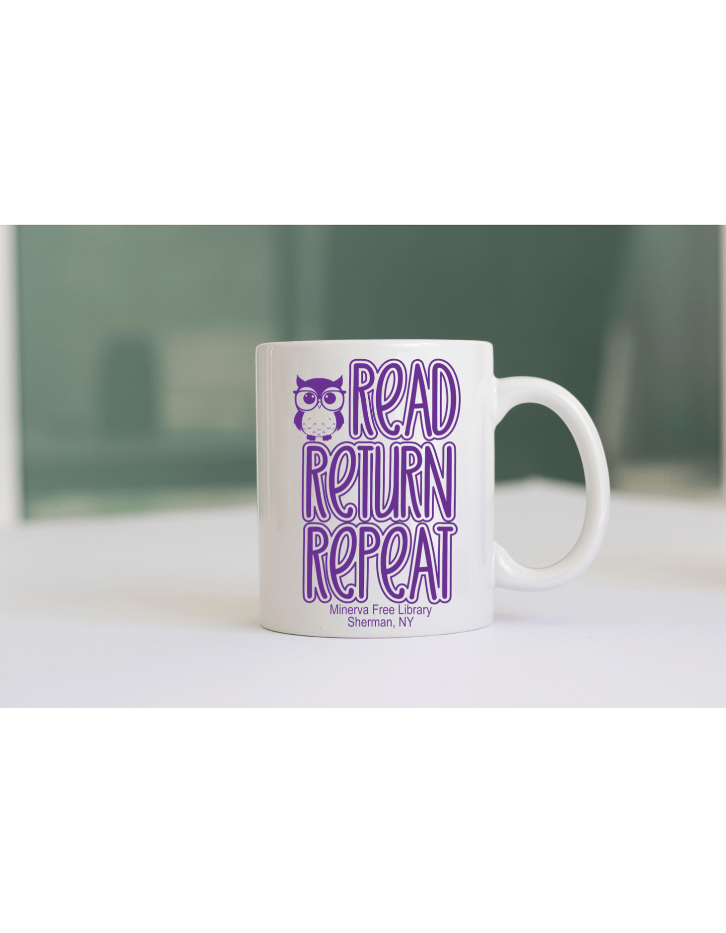 Minerva Free Library Fundraiser Coffee Mug - 11 oz. - Sweet Pea Designs - Gift Shop