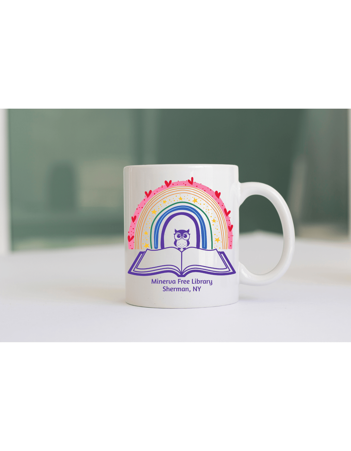 Minerva Free Library Fundraiser Coffee Mug - 11 oz. - Sweet Pea Designs - Gift Shop