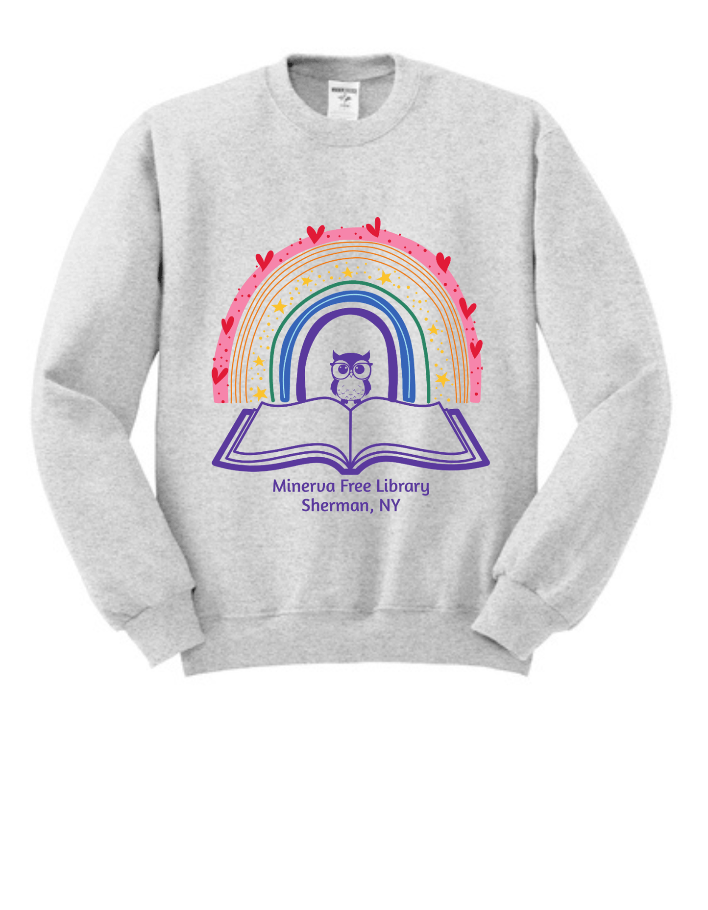 Minerva Free Library Fundraiser Cotton Crew Sweatshirt - Sweet Pea Designs - Gift Shop