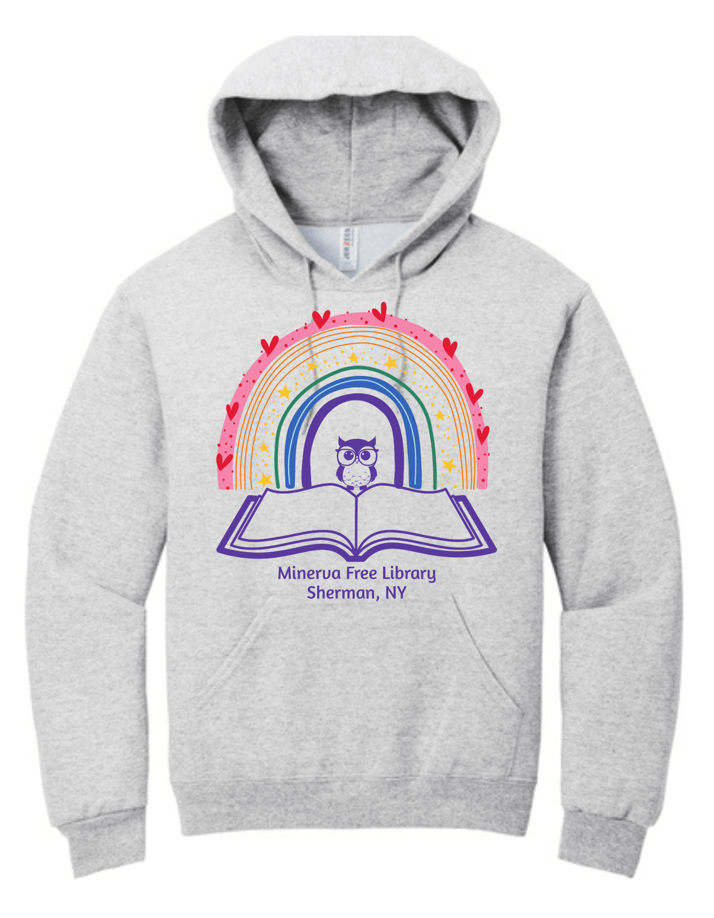 Minerva Free Library Fundraiser Cotton Hooded Sweatshirt - Sweet Pea Designs - Gift Shop