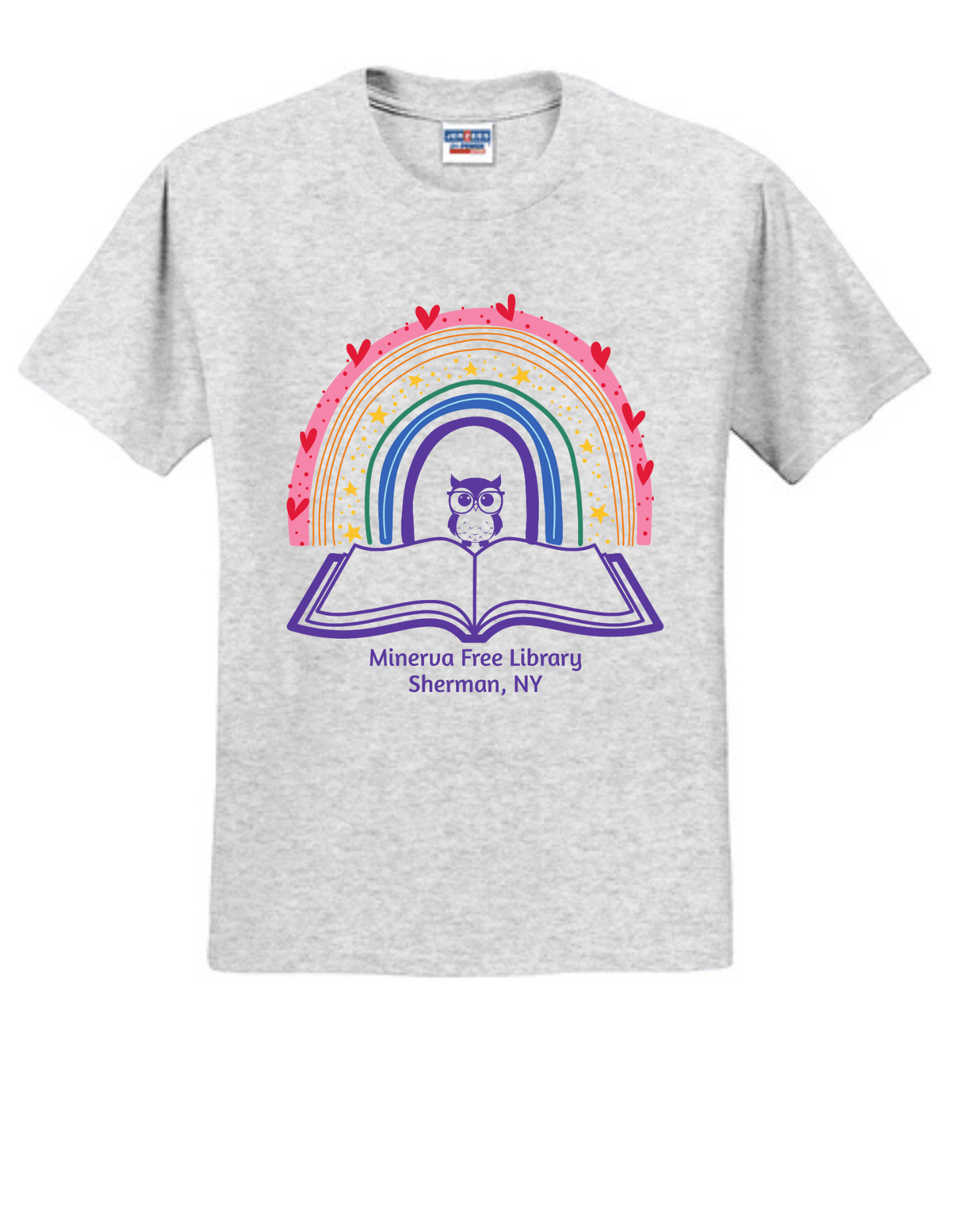 Minerva Free Library Fundraiser Cotton Short Sleeve Shirt - Sweet Pea Designs - Gift Shop