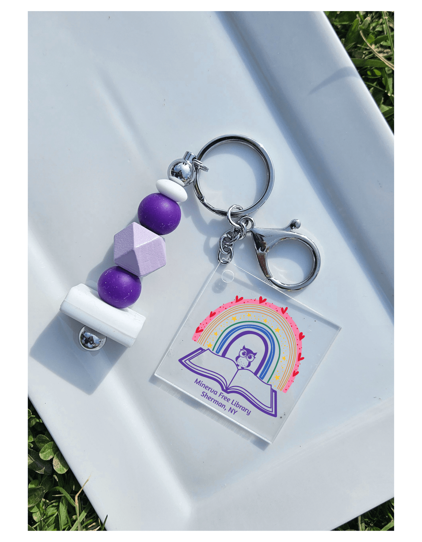 Minerva Free Library Fundraiser Keychain - Sweet Pea Designs - Gift Shop