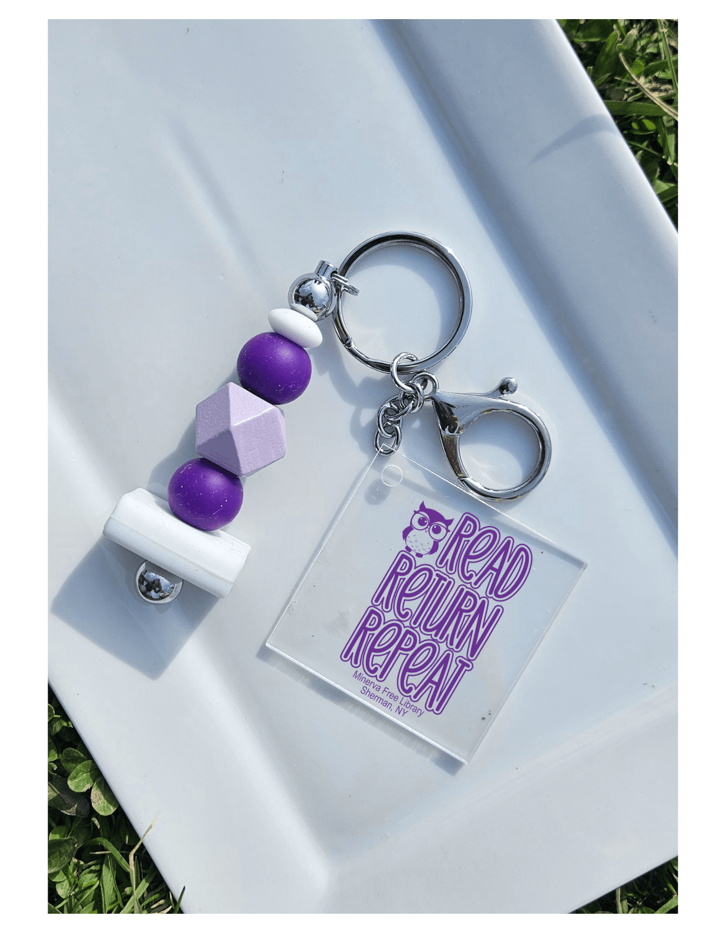 Minerva Free Library Fundraiser Keychain - Sweet Pea Designs - Gift Shop