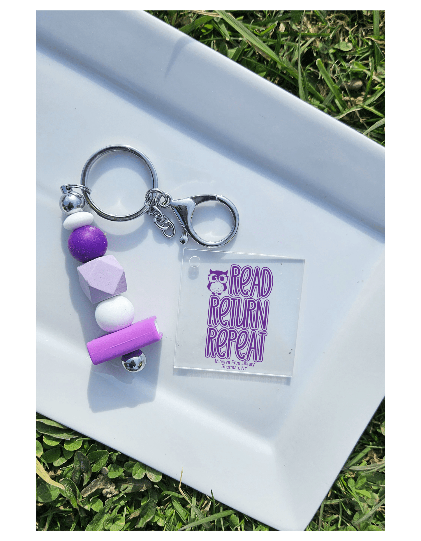 Minerva Free Library Fundraiser Keychain - Sweet Pea Designs - Gift Shop