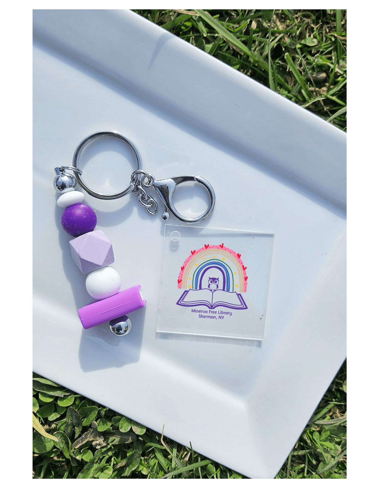 Minerva Free Library Fundraiser Keychain - Sweet Pea Designs - Gift Shop