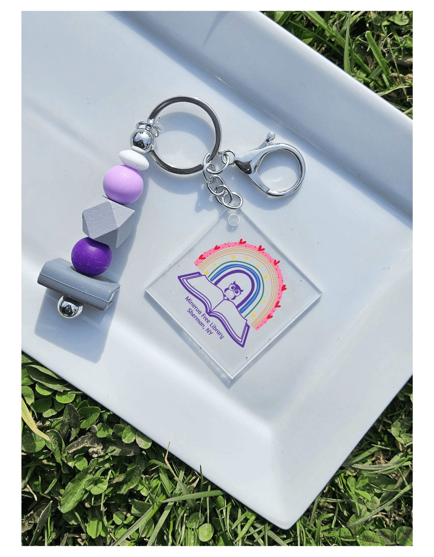 Minerva Free Library Fundraiser Keychain - Sweet Pea Designs - Gift Shop