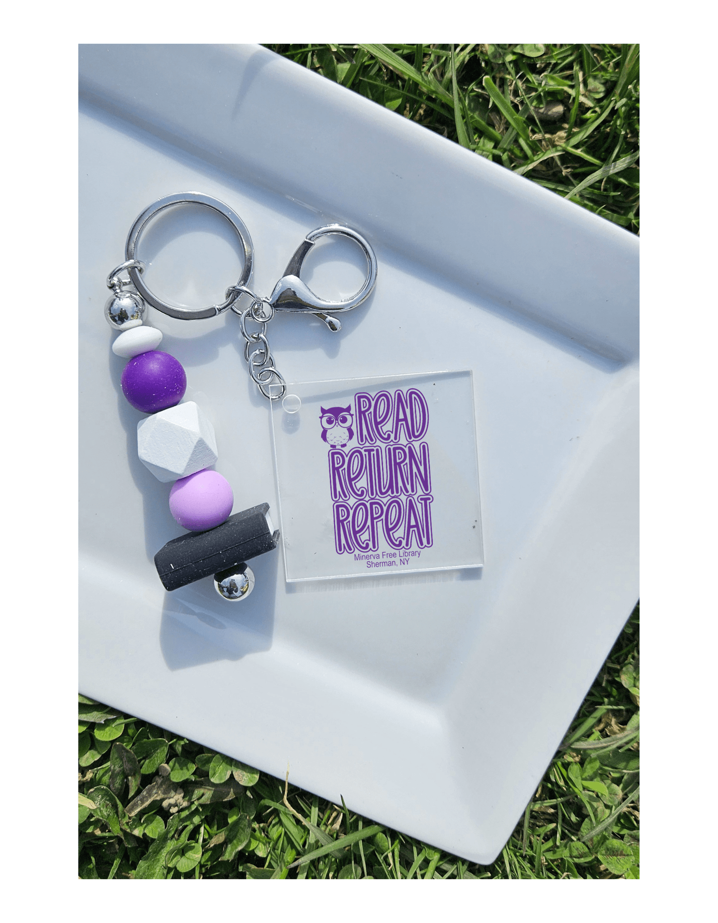 Minerva Free Library Fundraiser Keychain - Sweet Pea Designs - Gift Shop