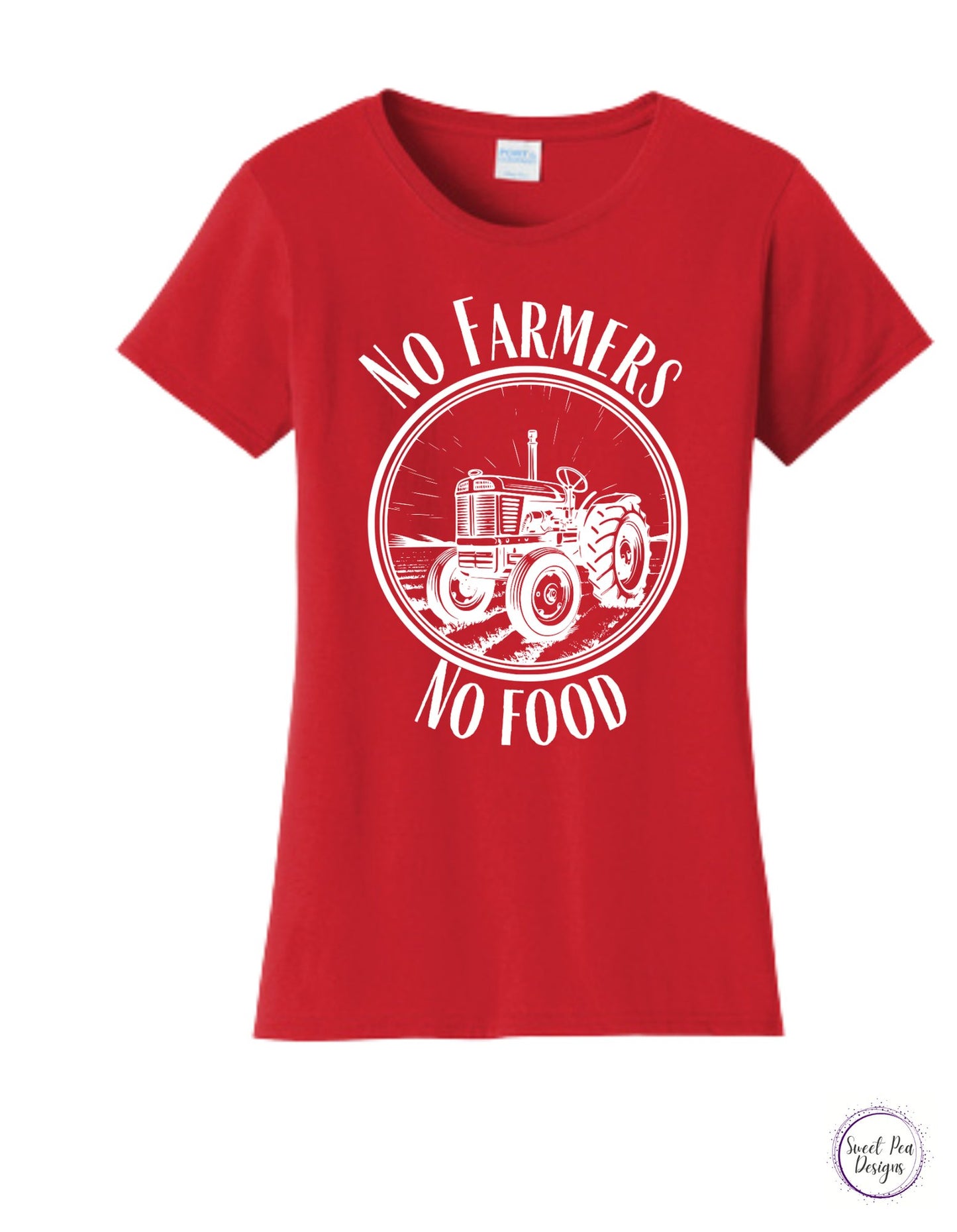 No Farmers No Food Ladies Cotton Short Sleeve Shirt - Sweet Pea Designs - Gift Shop