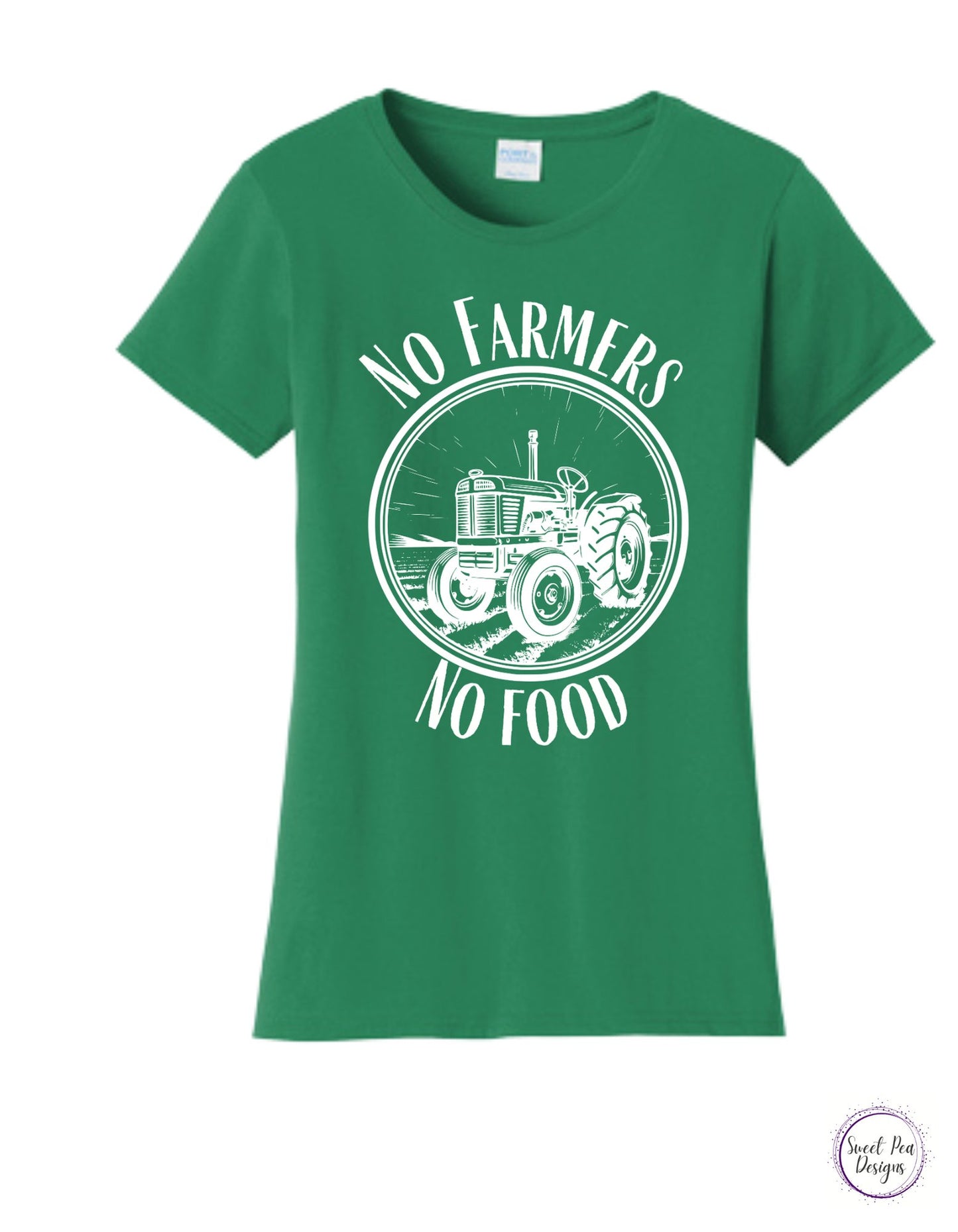 No Farmers No Food Ladies Cotton Short Sleeve Shirt - Sweet Pea Designs - Gift Shop