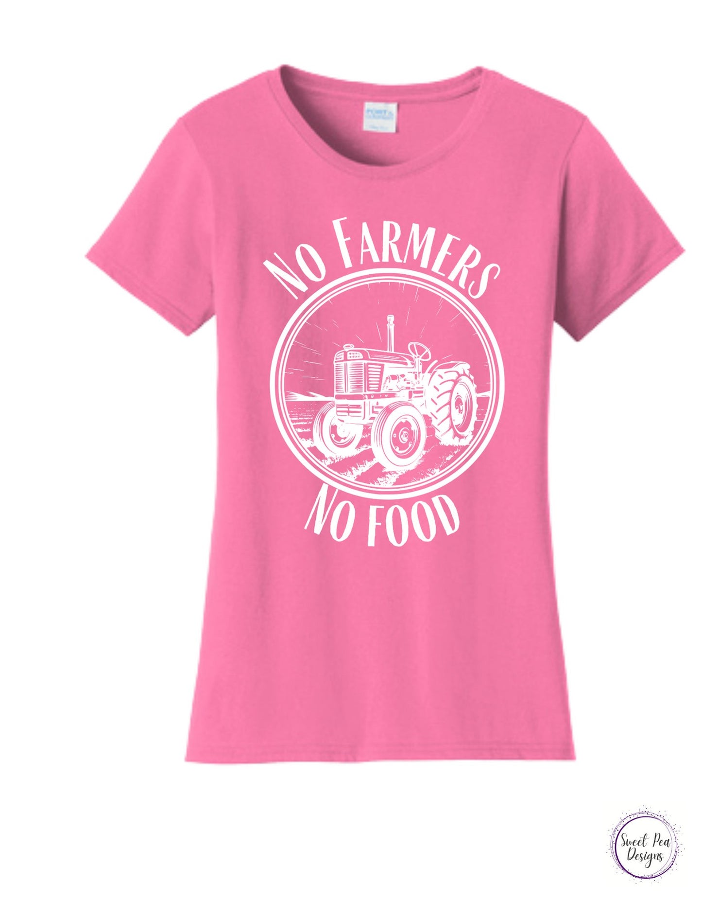 No Farmers No Food Ladies Cotton Short Sleeve Shirt - Sweet Pea Designs - Gift Shop