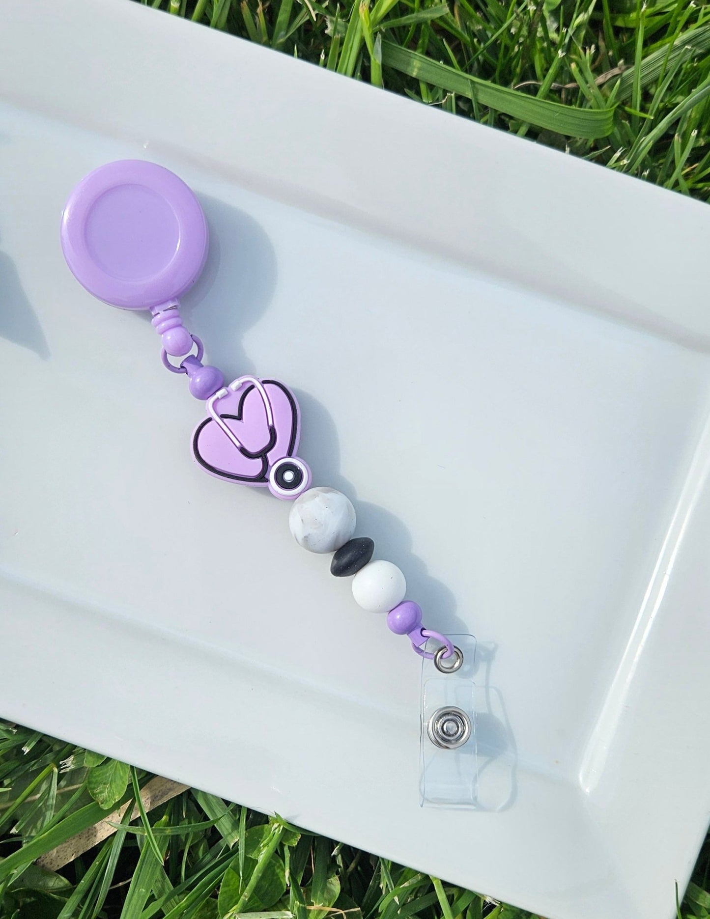 Nursing Silicone Beaded Badge Retractable Reel - Sweet Pea Designs - Gift Shop