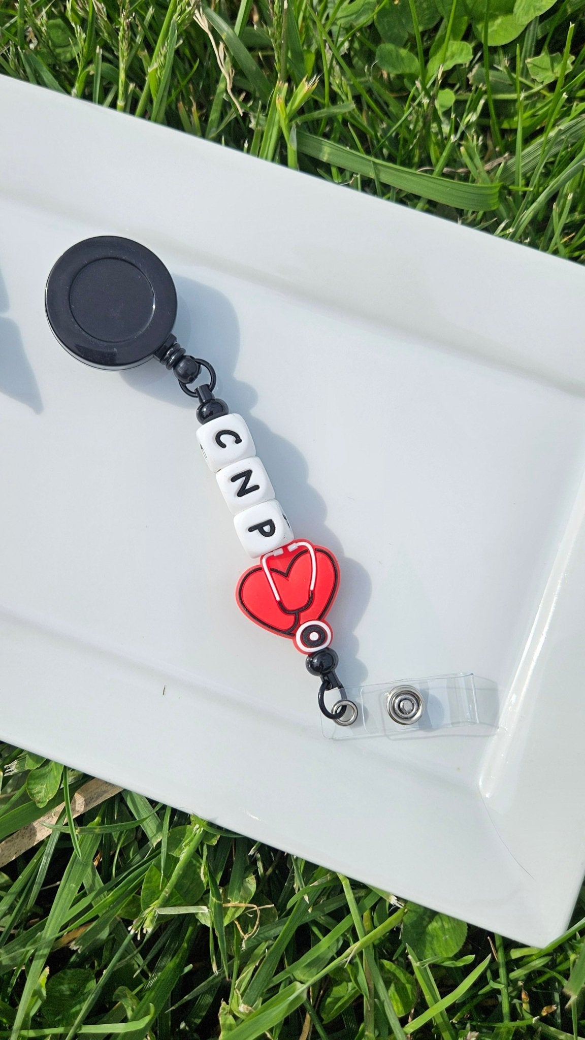 Nursing Silicone Beaded Badge Retractable Reel - Sweet Pea Designs - Gift Shop