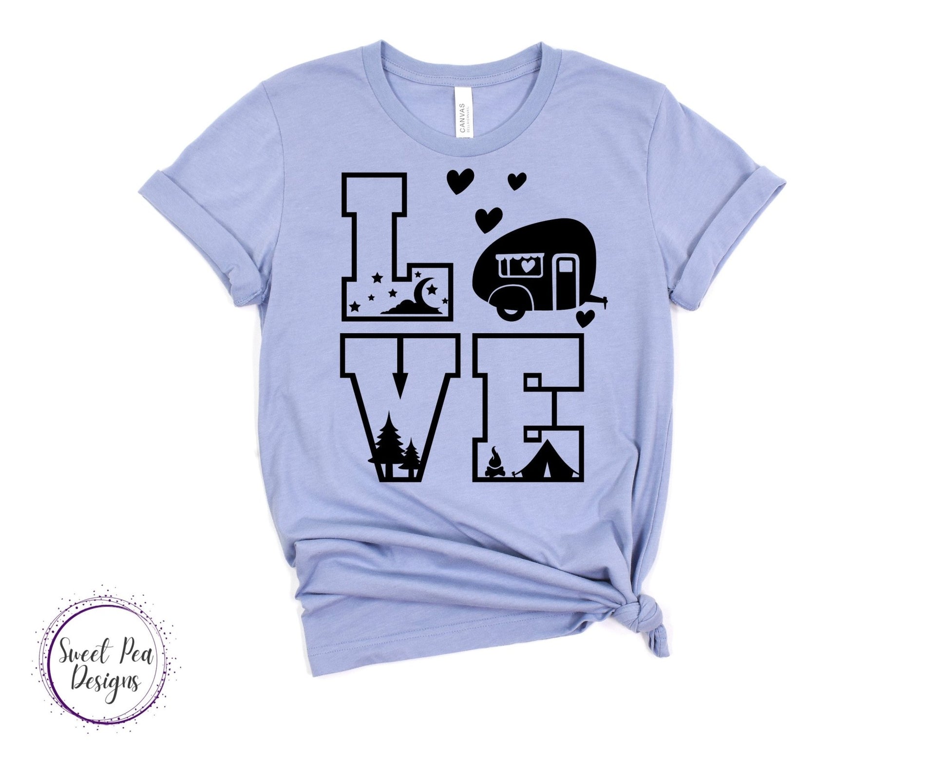 Ringspun Cotton Short Sleeve Shirt - Love Camping - Sweet Pea Designs - Gift Shop