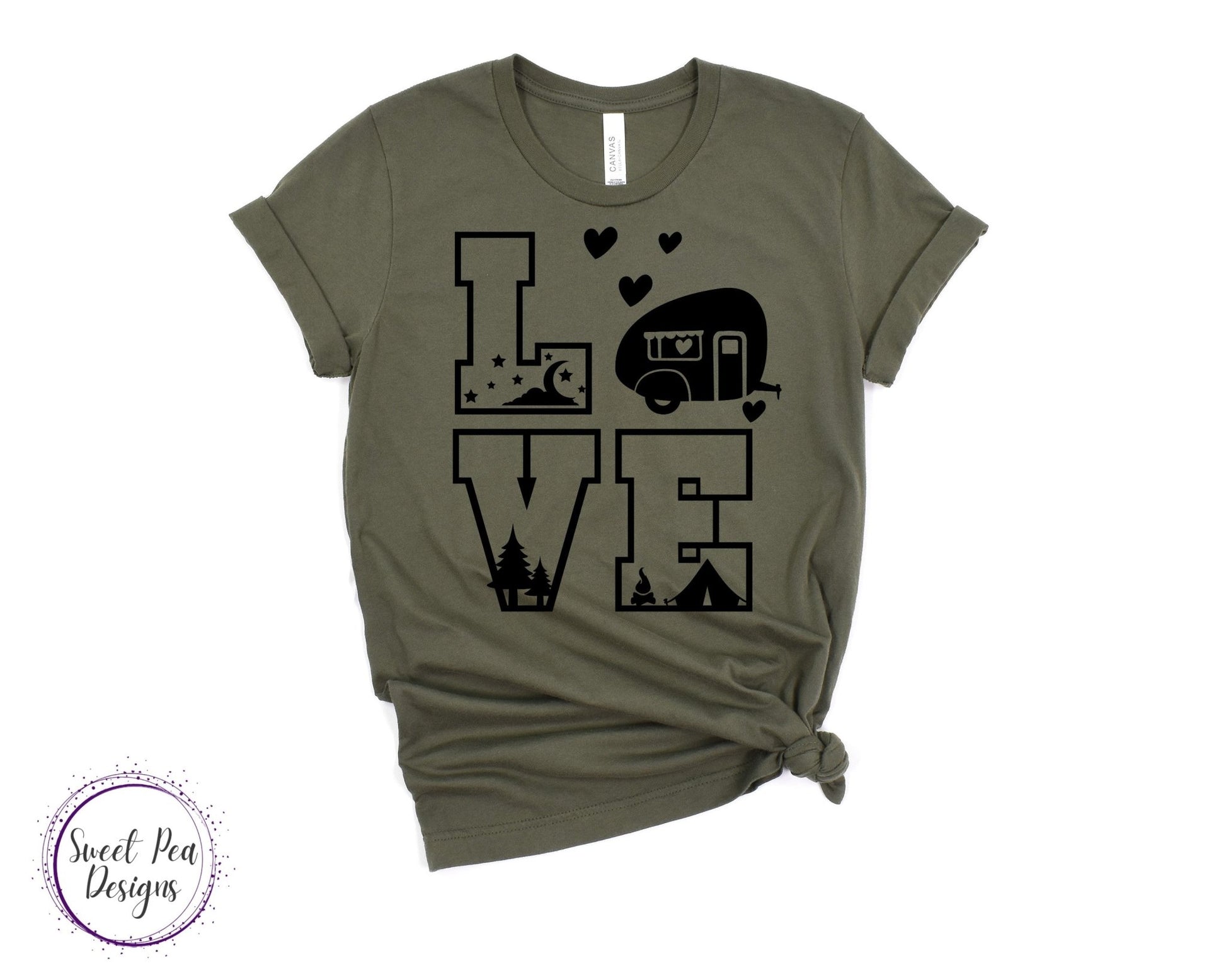 Ringspun Cotton Short Sleeve Shirt - Love Camping - Sweet Pea Designs - Gift Shop