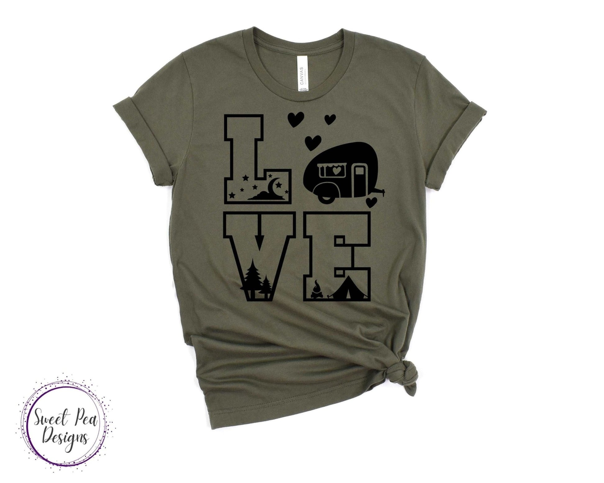 Ringspun Cotton Short Sleeve Shirt - Love Camping - Sweet Pea Designs - Gift Shop