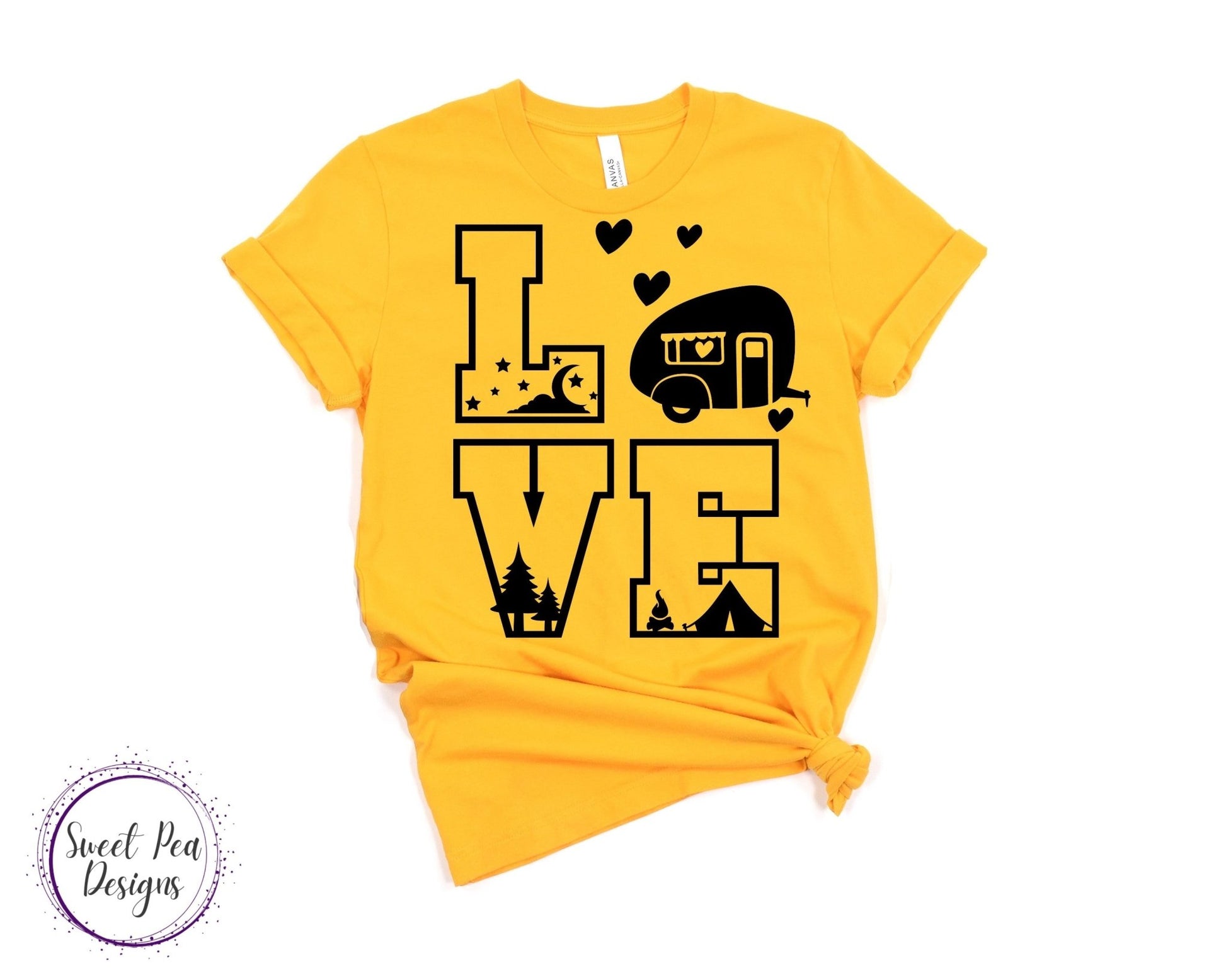 Ringspun Cotton Short Sleeve Shirt - Love Camping - Sweet Pea Designs - Gift Shop