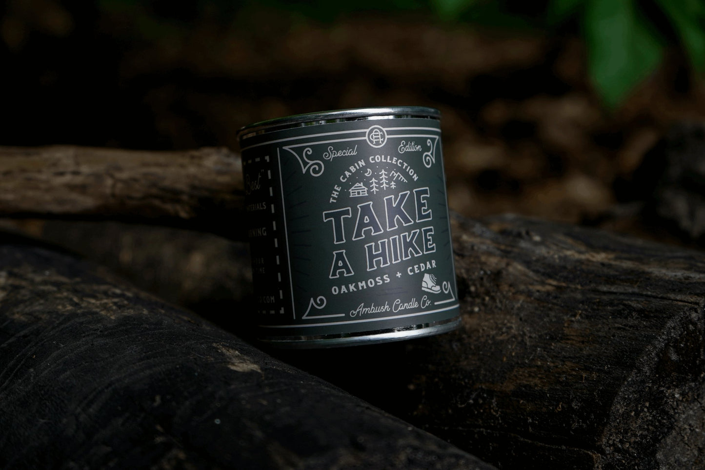 Take A Hike | Oakmoss + Cedar 8oz Soy Candle - Sweet Pea Designs - Gift Shop