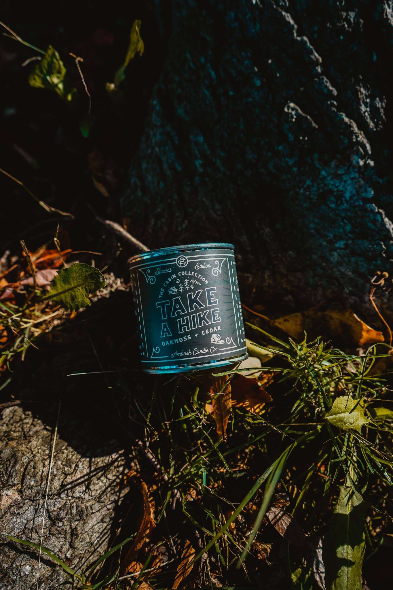 Take A Hike | Oakmoss + Cedar 8oz Soy Candle - Sweet Pea Designs - Gift Shop