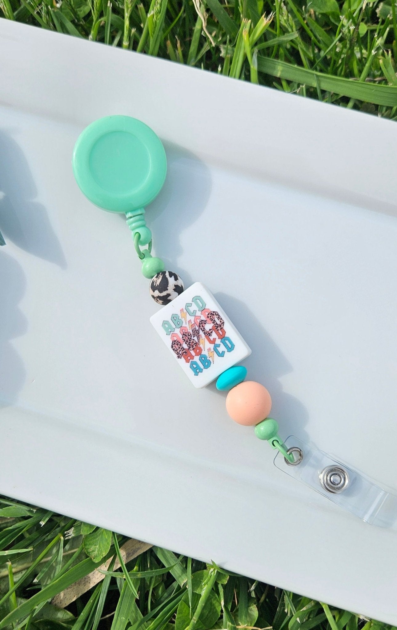Teacher Silicone Beaded Badge Retractable Reel - Sweet Pea Designs - Gift Shop