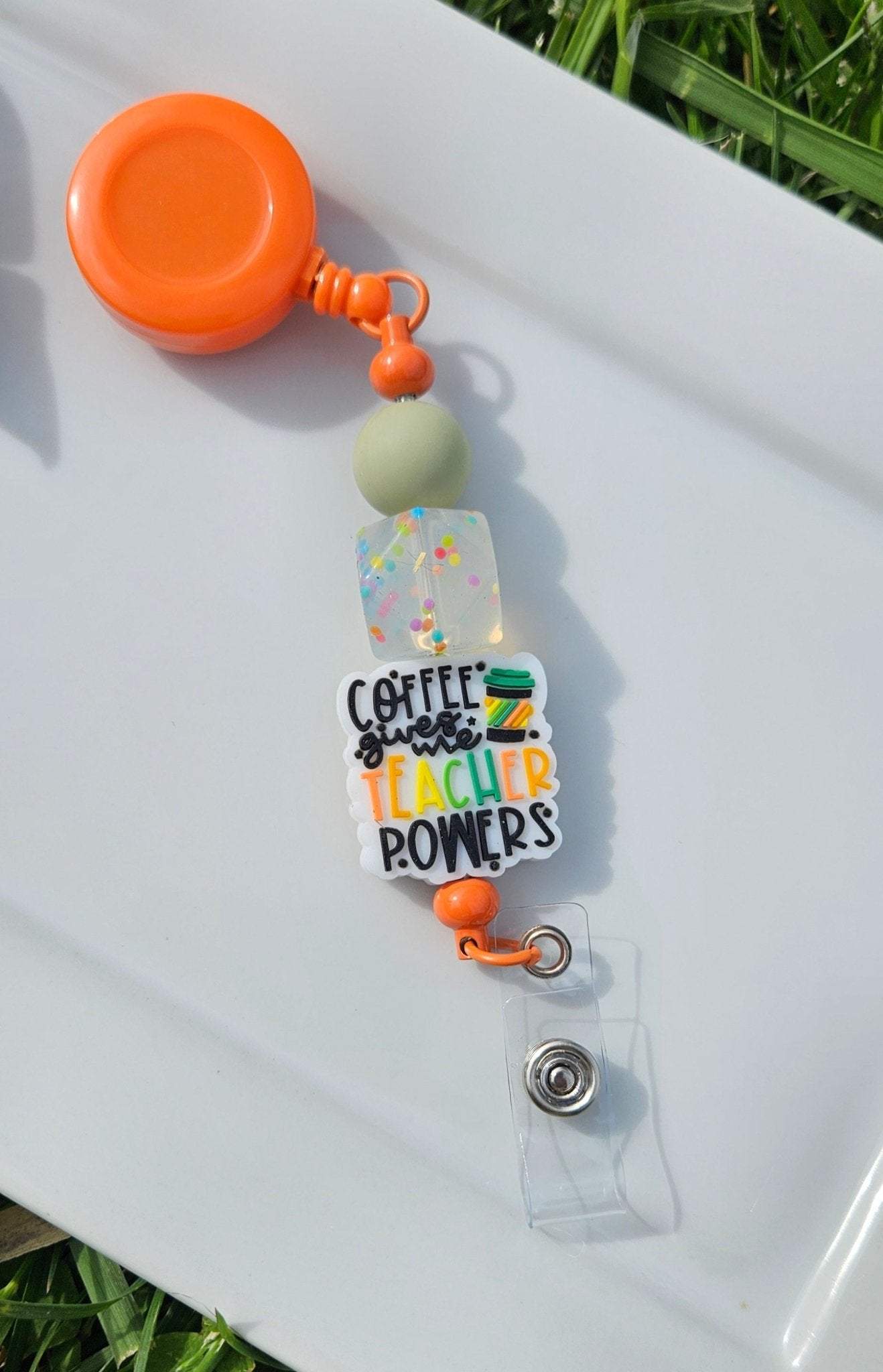 Teacher Silicone Beaded Badge Retractable Reel - Sweet Pea Designs - Gift Shop