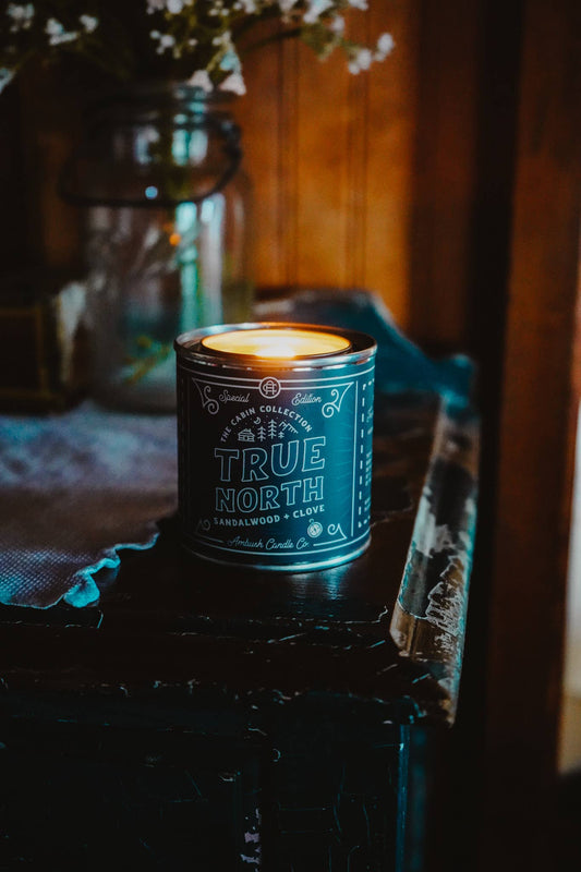 True North | Sandalwood + Clove 8oz Soy Candle - Sweet Pea Designs - Gift Shop