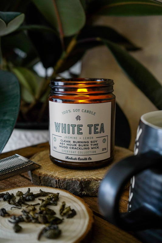 White Tea | Jasmine + Lemon 8oz Soy Candle