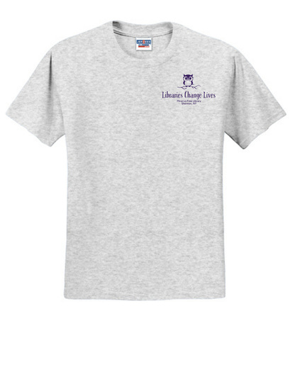 Minerva Free Library Fundraiser Cotton Short Sleeve Shirt -  Gray