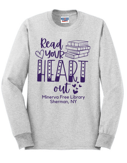 Minerva Free Library Fundraiser Cotton Long Sleeve Shirt - Gray