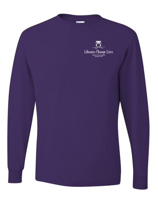 Minerva Free Library Fundraiser Cotton Long Sleeve Shirt - Purple