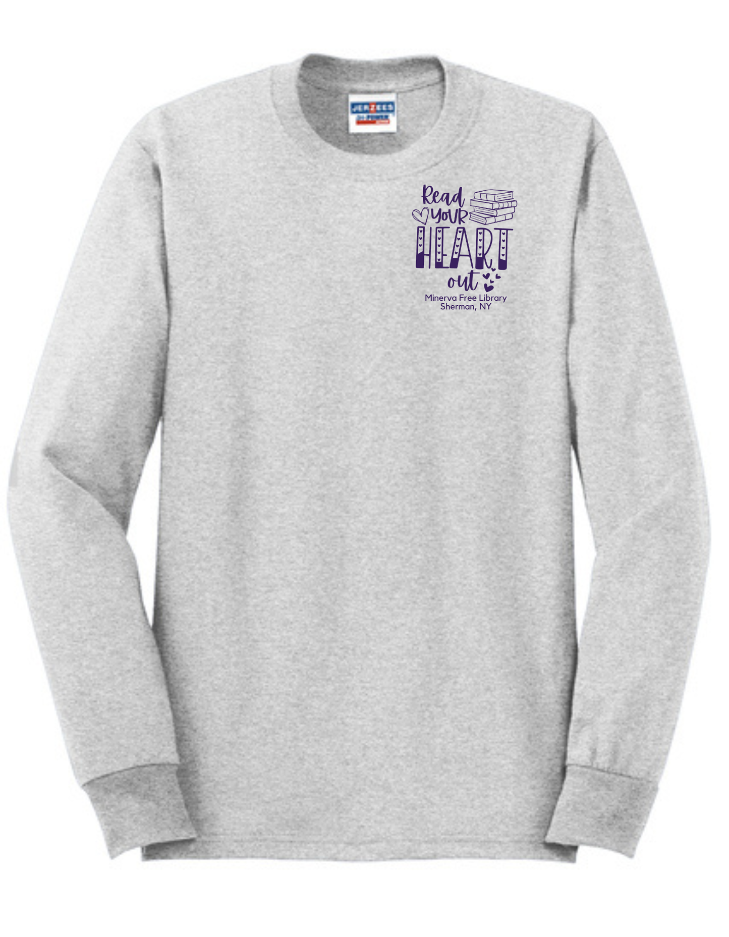 Minerva Free Library Fundraiser Cotton Long Sleeve Shirt - Gray