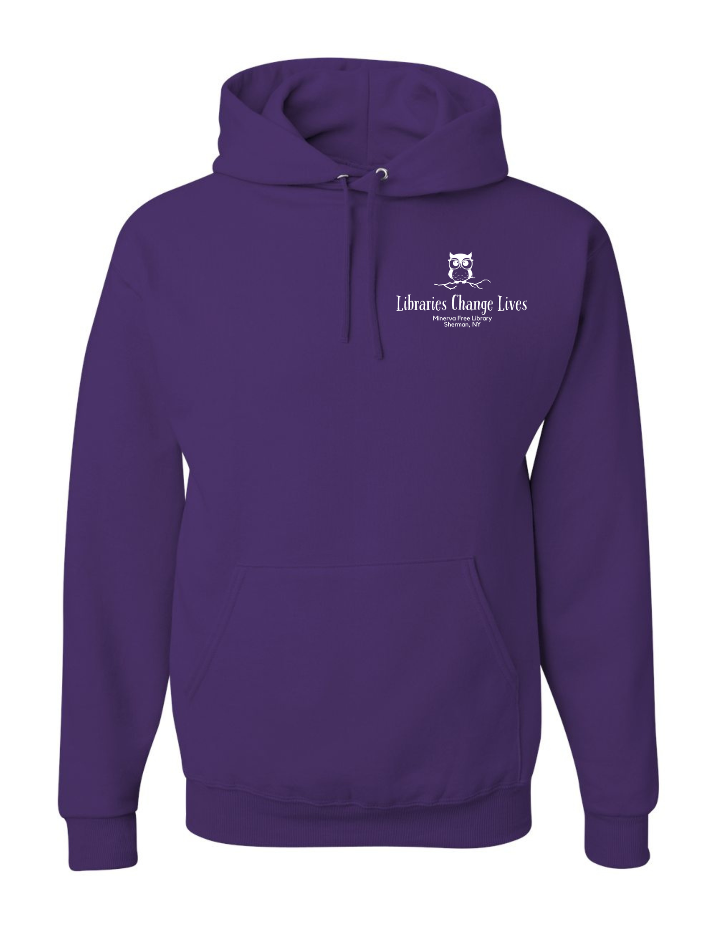 Minerva Free Library Fundraiser Cotton Hooded Sweatshirt - Purple