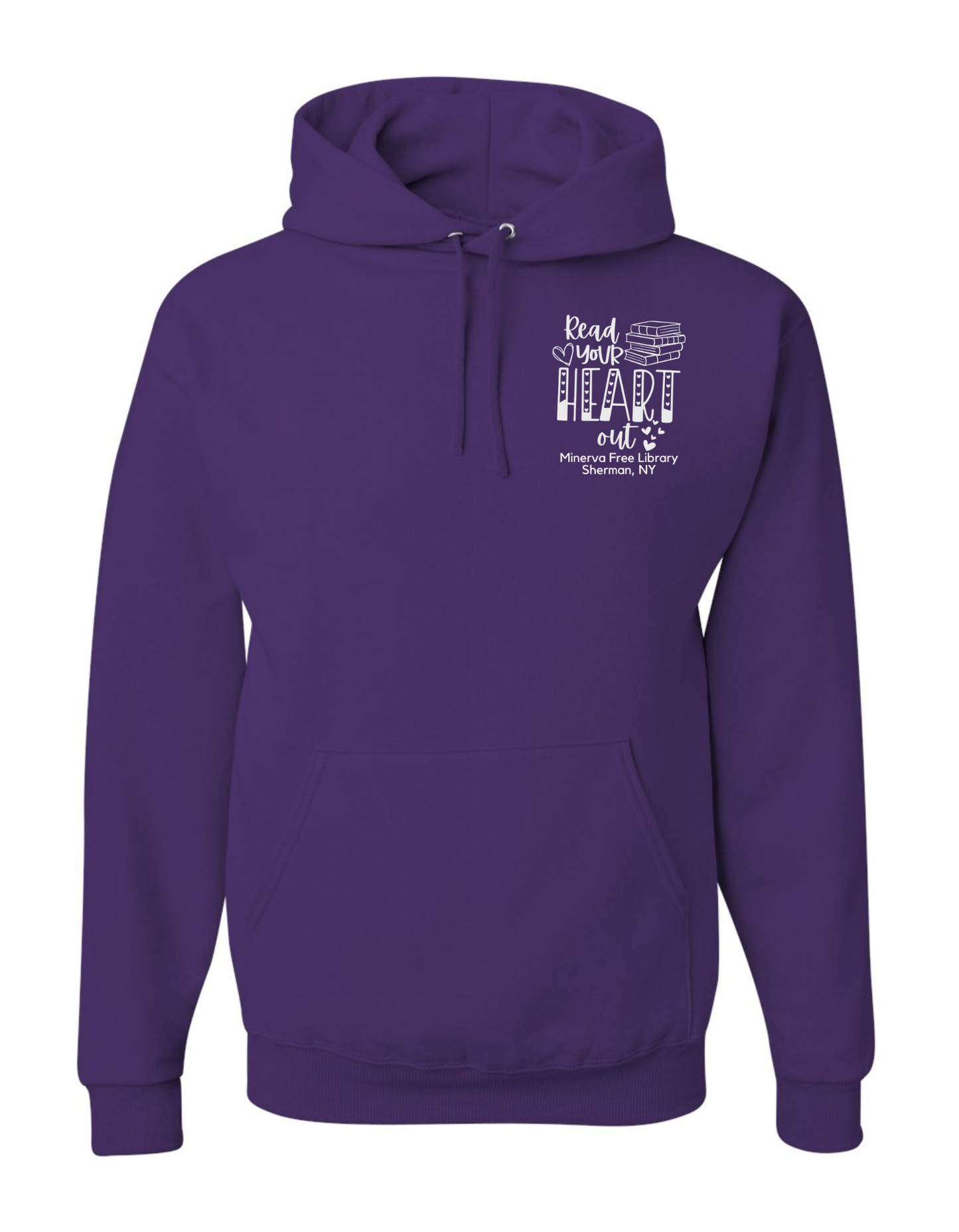 Minerva Free Library Fundraiser Cotton Hooded Sweatshirt - Purple