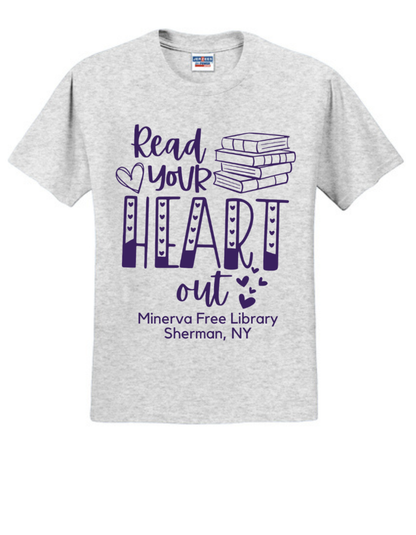 Minerva Free Library Fundraiser Cotton Short Sleeve Shirt -  Gray