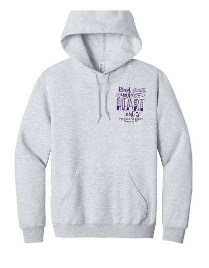 Minerva Free Library Fundraiser Cotton Hooded Sweatshirt -Gray